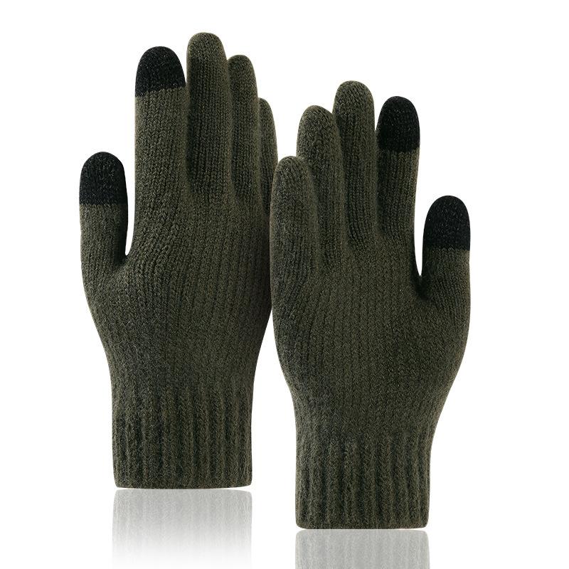 WTEMPO 1 пара простых однотонных холодостойких теплых трикотажных перчаток с полным пальцем, утолщенные флисовые перчатки для езды на велосипеде и сенсорного экрана, зимние перчатки