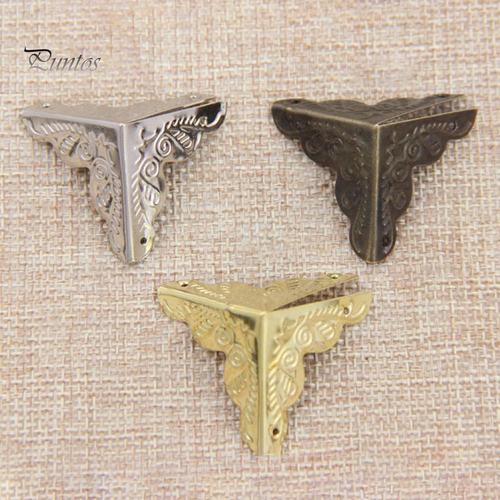 Puntos 4Pcs 25mm Antique Triangular Corner Bracket Hardware Luggage Case Protector