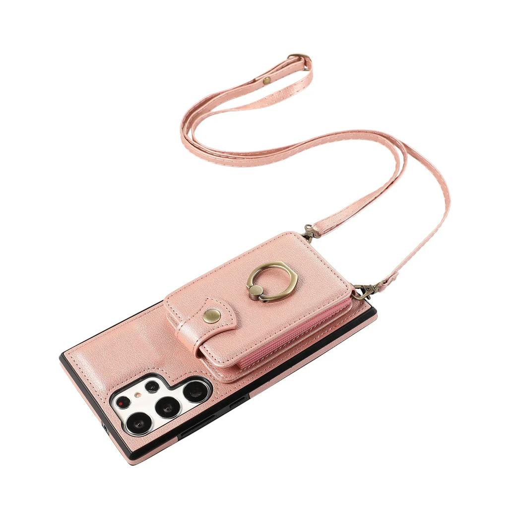 Crossbody Leather Phone Case for Samsung S23 FE S24 S22 Plus S25 Ultra A15 A33 A25 A16 A06 A36 A26 A56  Wallet Card Holder Cover