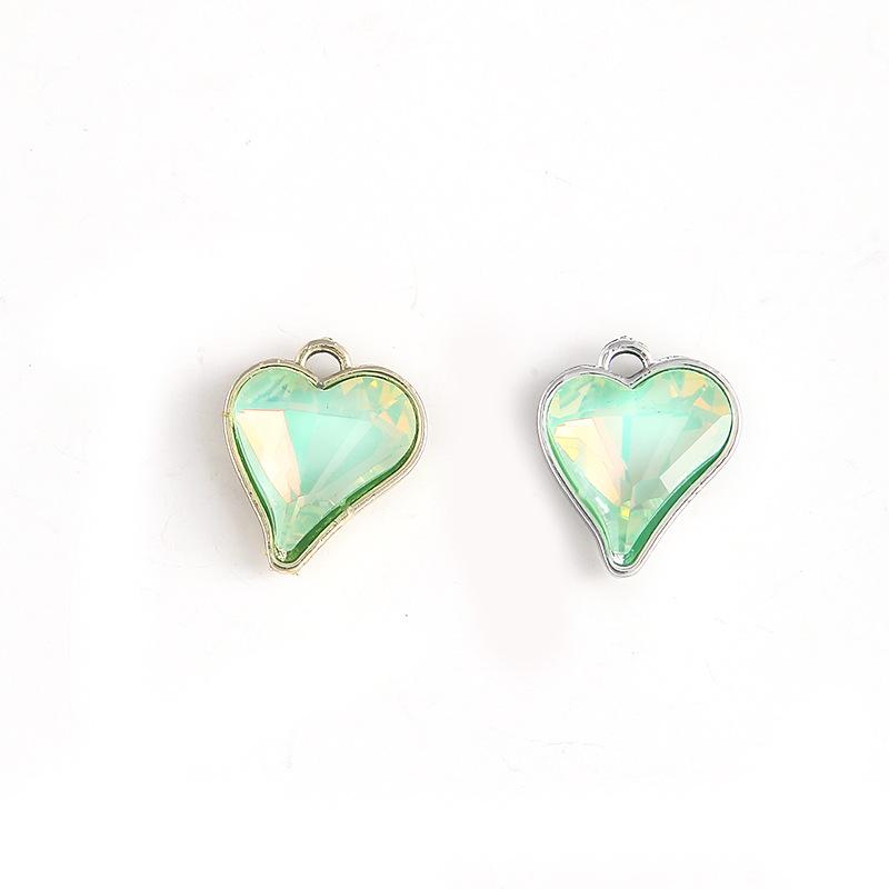 Crystal Peach Heart Pendant Diy Alloy Accessories Heart Pendant Earrings Necklace Bracelet Diy Matching