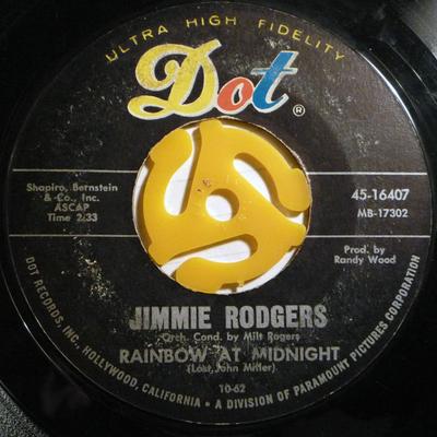 Пластинка 7 дюймов JIMMIE RODGERS - Rainbow At Midnight / Rhumba Boogie 4516407 Dot Records 1962 США Фолк Б/у