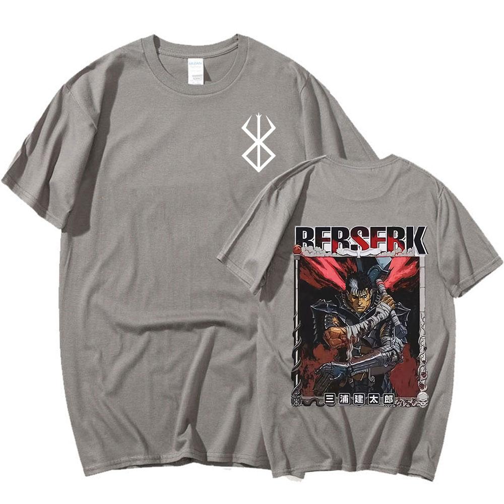Японское аниме Berserk Guts Графическая футболка Мечник Гацу Жертвоприношение Зодд Бой Летние футболки Мужские женские хлопковые готические футболки Уличная одежда