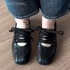 Lace-Up Flats Ballet Shoes Square Toe Weave Women Sandals Sport Casual Sneaker 2025 Trend Summer Shallow Soft Leather Sandalias