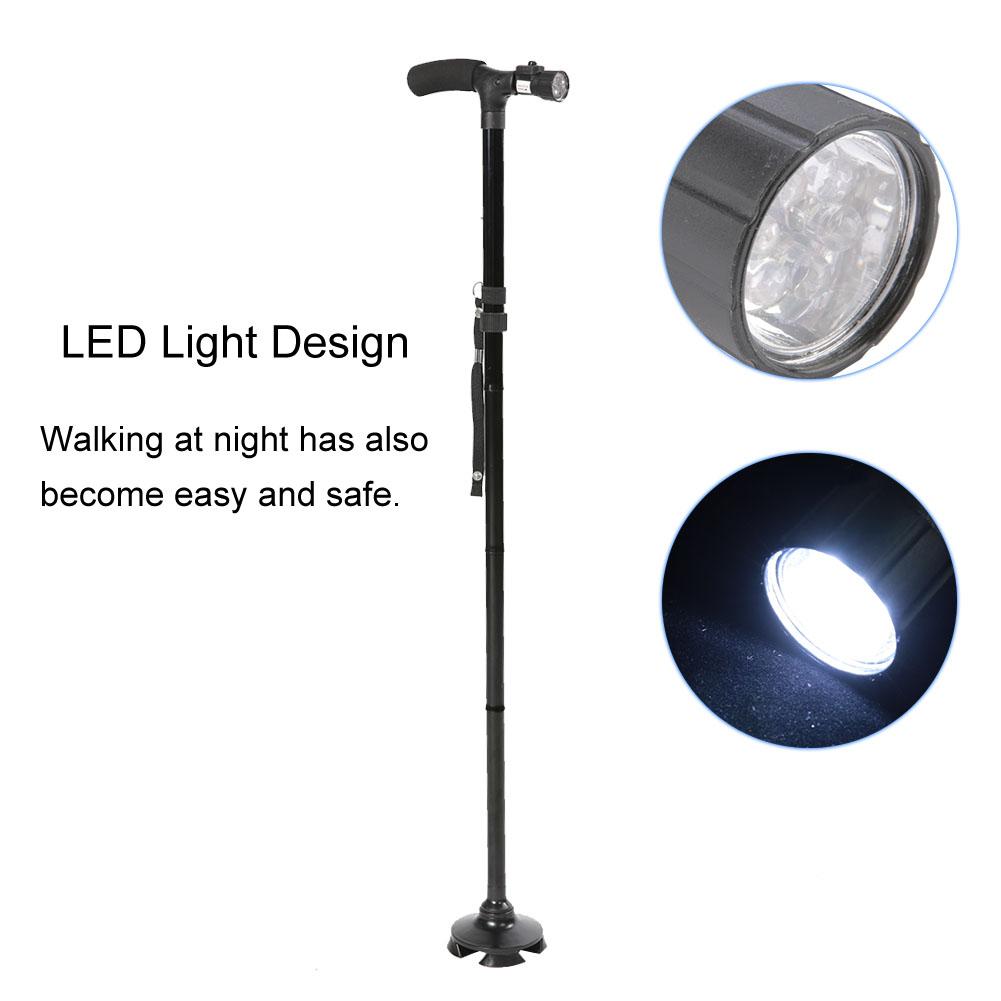 Складная светодиодная трость для безопасной ходьбы с регулировкой высоты, волшебная трость для пожилого человека