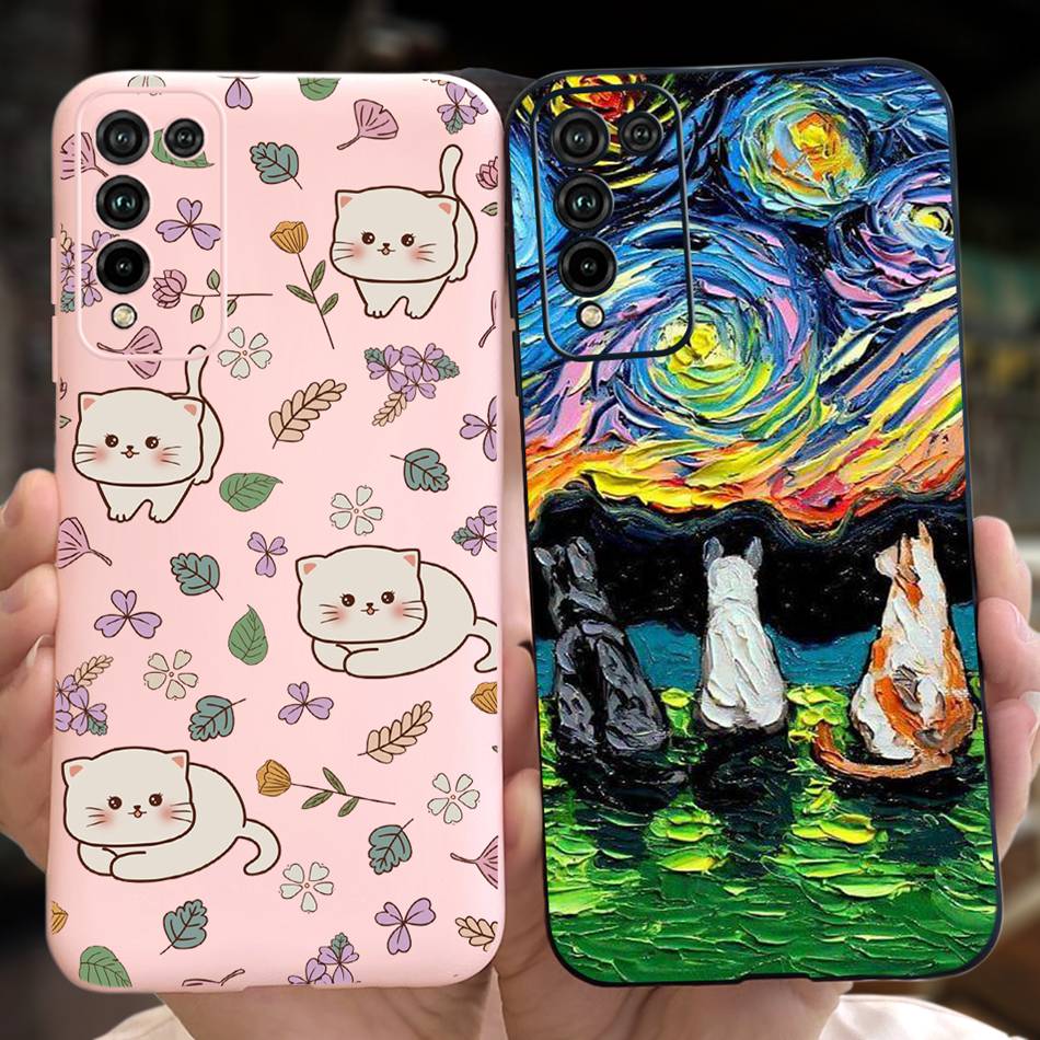 For Honor 10X Lite Phone Case Honor 10Xlite DNN-LX9 Fashion Moon Design Soft Silicon Shockproof Protective Cover Bumper