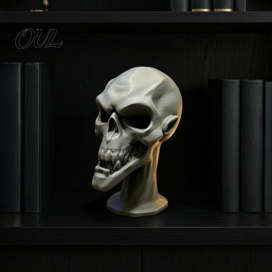 One Piece Molding Sculpture 3D Printed Skull Statue, Halloween Creepy Figurine, Gothic Table Party Supplies Centerpiece, Spooky Ornament for