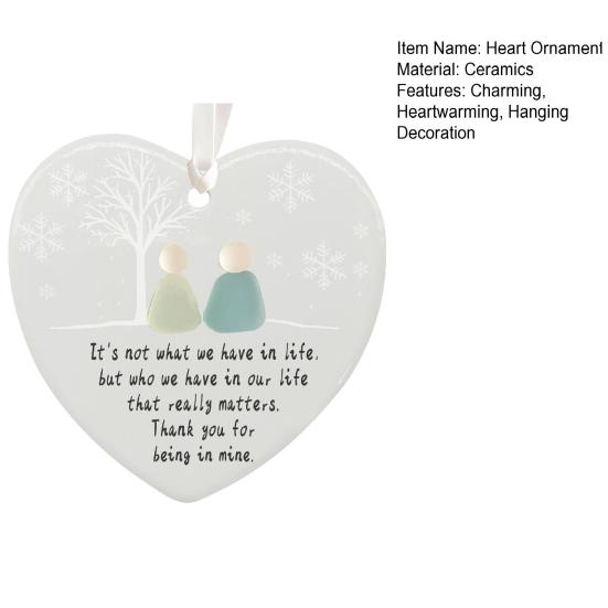 Heart-Shaped Sea Glass Friendship Decor Ceramic Heart Ornament Friendship Keepsake Sea Glass Art Christmas Tree Hanging Ornament for Best Friends