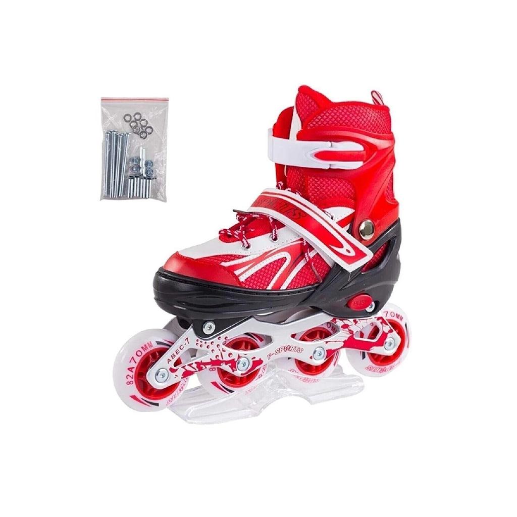 Регулируемая металлическая игрушка с подсветкой, детский конькобежный красный шлем, наколенник, налокотник, набор, сумка, подарок