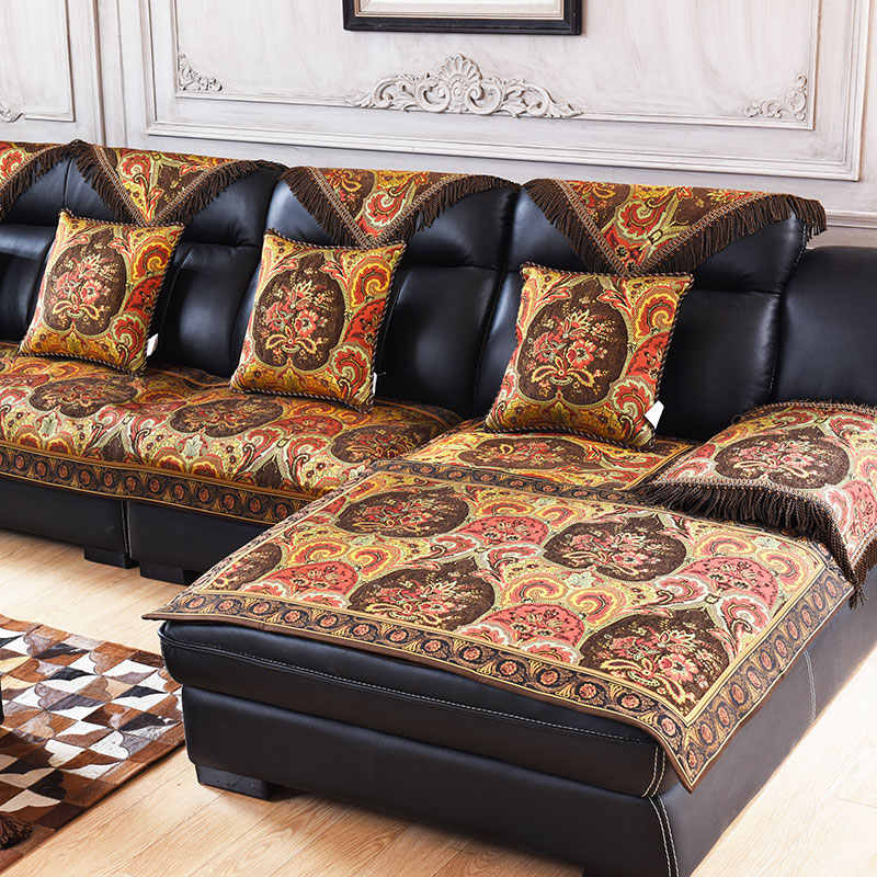 American Style Sofa Cover Anti Slip High-end Chenille Fabric All Season Universal Sofa Cushion Home Decor Sofa Protective Cover