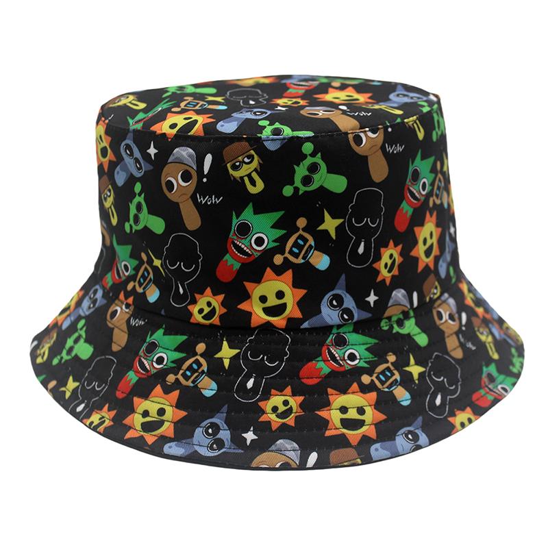 Rhythm Box Theme Sprunki Game Peripheral Printed Children's Fisherman Hat Rhythm Box Sun Hat