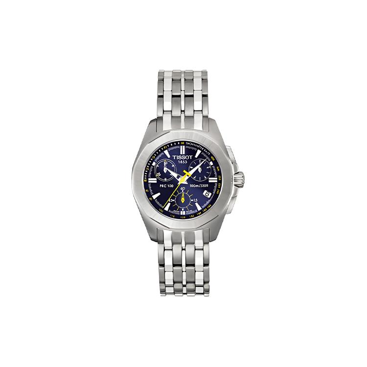 Tissot Женские часы с кварцевым механизмом, водозащитой 100 м, синим циферблатом, корпусом из нержавеющей стали 28 мм T22.1.386.41