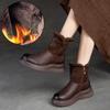Solid Color Thick Plush Warm Flat Short Boots Versatile Genuine Leather Soft Soled Women's Boots