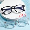 2Pcs Unisex Square Plastic Frame Trendy Anti-Blue Light Clear Glasses For Back To School Clothing Accessories.