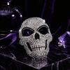 Full Face Skull Mask Rhinestone Halloween Mask, Sparkling And Cat Decorative Party Performance Adjustable Elastic Straps Costume for Carnival