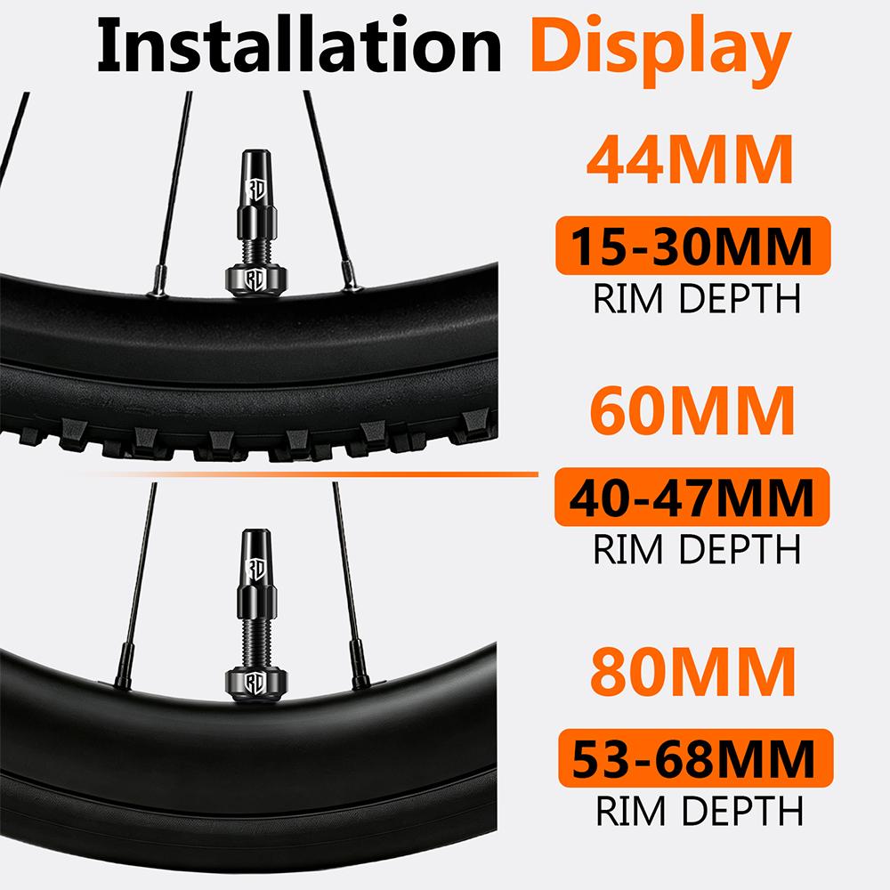 RACEDUEL Bicycle Tubeless Valve 44MM 60MM 80MM Bicycle Tubeless Tire Valve Stem Ultralight Road Bike Vacuum Presta Valves Valve Stems 1