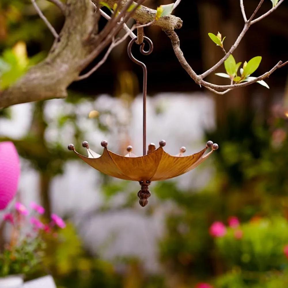 Metal umbrella shaped bird feeder hanging handicraft garden courtyard decoration garden bird house 23.5x23.5x28 cm