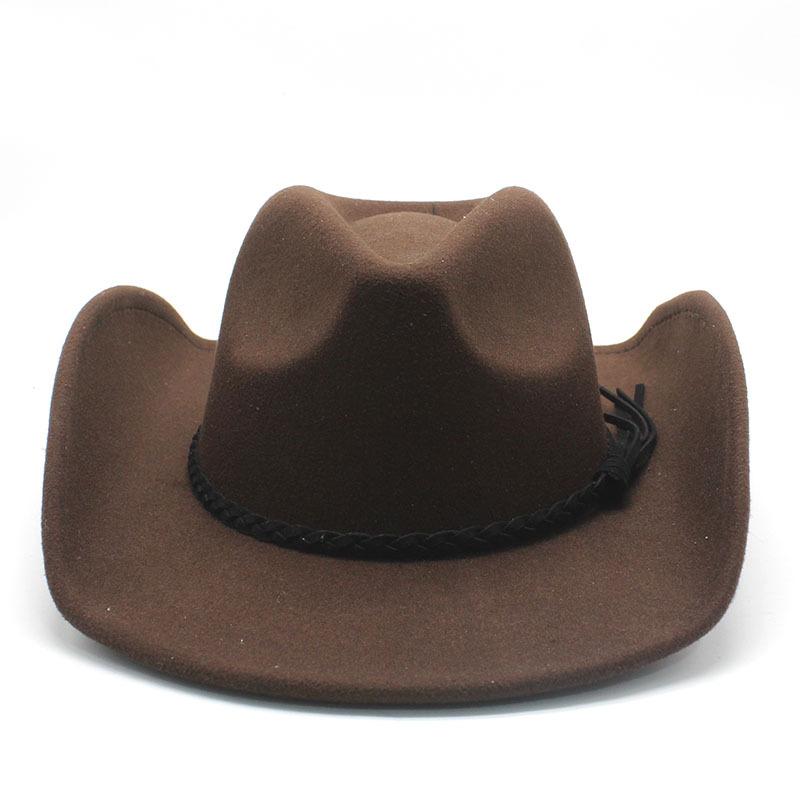 Cowboy Hat Felt Top Hat Western Gentleman'S Hat Felt Hat Jazz Hat Men'S Winter Hat