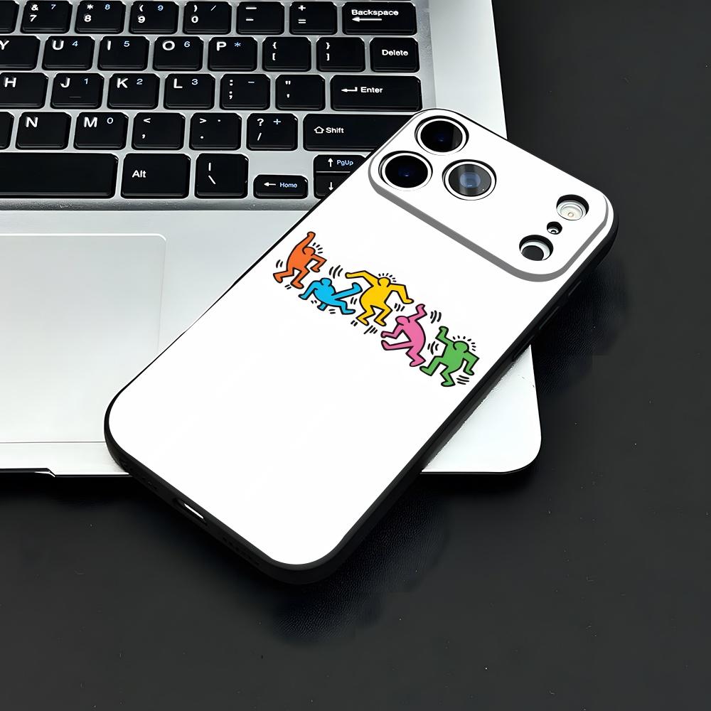 Artist K-H-haring Phone Case For IPhone 17 Air 16 E Pro Max 15 14 13 Mini 12 Pro 11 Max Plus Black Soft Shell
