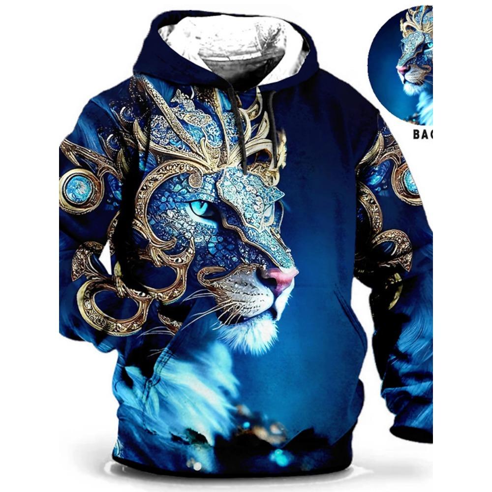 Men's Unisex Hoodie Fashion Pullover Hoodie Sweatshirt Hooded Animal Wolf Lion Dragon Tiger Print Daily 3D Print Casual Hoodies