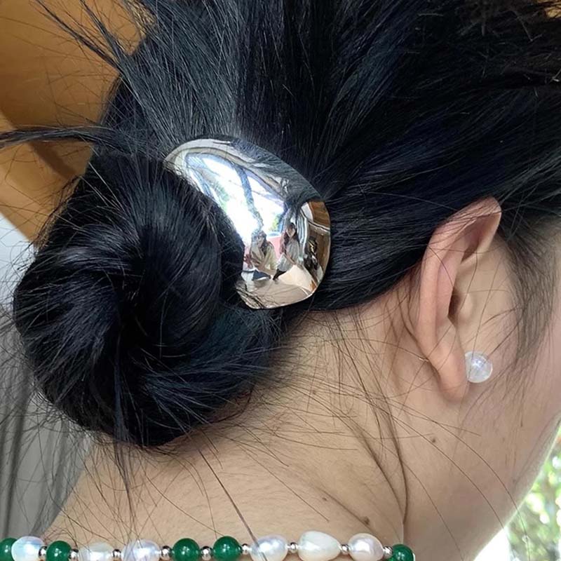 Креативные шпильки в форме яичной скорлупы, золотисто-серебристого цвета, металлические овальные пружинные заколки для волос для женщин и девочек, держатели для хвоста, заколки