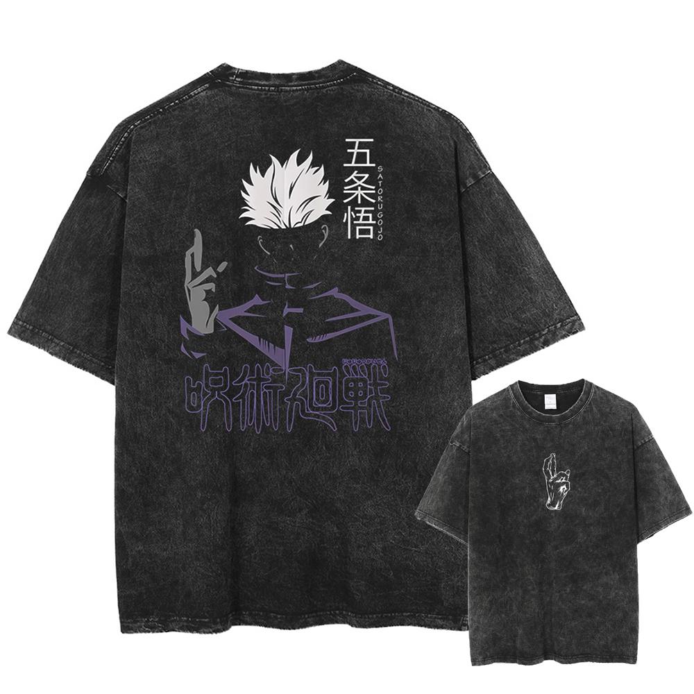 Japan Anime Jujutsu Kaisen Ryomen Sukuna Graphic Washed TShirt Men Oversized Casual Tshirts Harajuku Male Vintage Cotton T Shirt