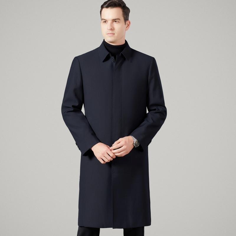 Длинная ветровка мужская деловая повседневная со съемной подкладкой пальто свободного покроя для мужчин среднего и пожилого возраста с лацканами