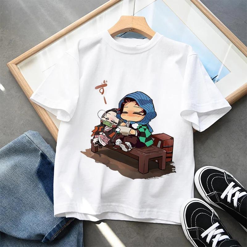 Plus Size Demon Slayer Anime Printed Men and Women Tshirt Casual Parent Child Top Fashion Cotton Summer Y2K Street Harajuku