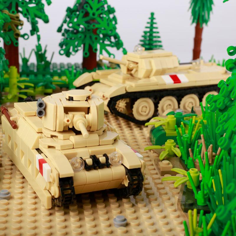 Нетоксичный Вторая мировая война Военный Североафриканская кампания Колесная Бронированная машина Танковая пушка Фигурки солдат Строительные блоки Оружейный грузовик Армейская игрушка