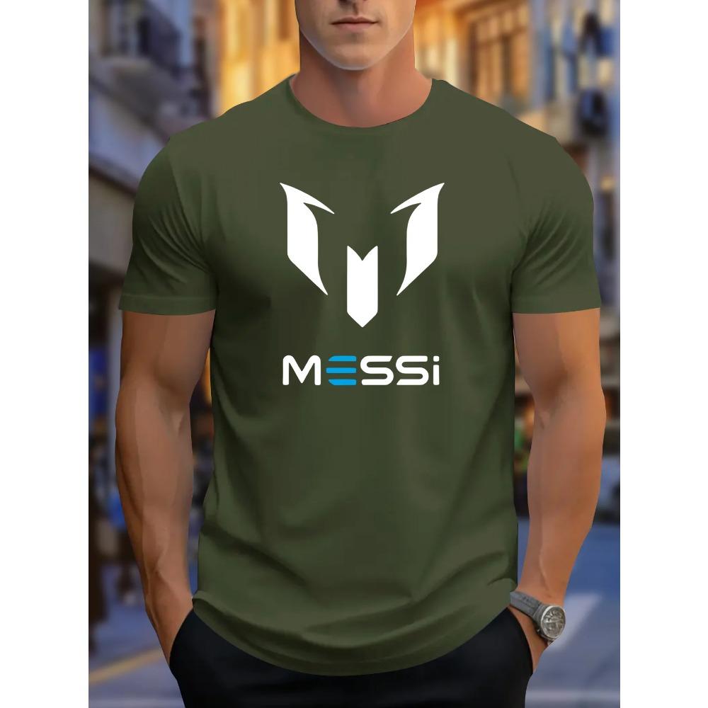 Новая летняя мужская футболка 2025 года с принтом Месси, с круглым вырезом, повседневная, модная и легкая мужская футболка из полиэстера