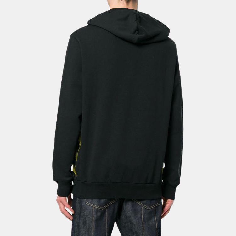 Off-White Толстовка с капюшоном и желтой лентой-предупреждением сбоку, унисекс, черный цвет OMBB032S180030081000