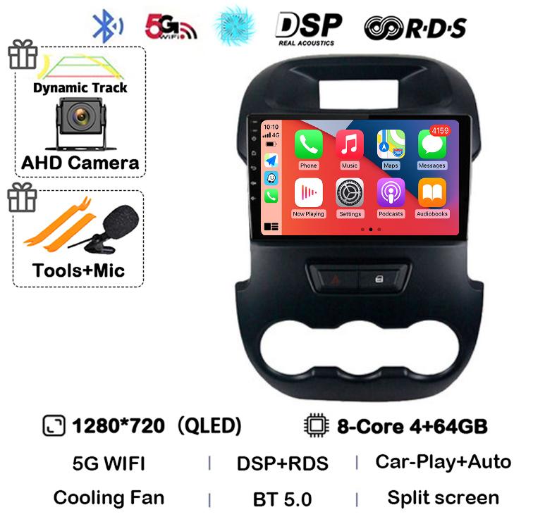 Android 14 Carplay Auto для Ford Ranger 2011 2011 2013 2014 Автомобильный радиоприемник GPS стерео мультимедийный плеер головное устройство 2 DIN WIFI+4G DSP
