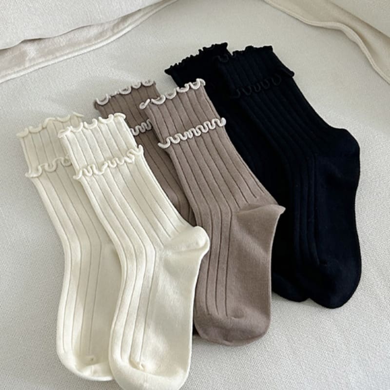 Biarritz Socks [2SET] Benjamin Ruffle Frill Lip Socks 3 Colors