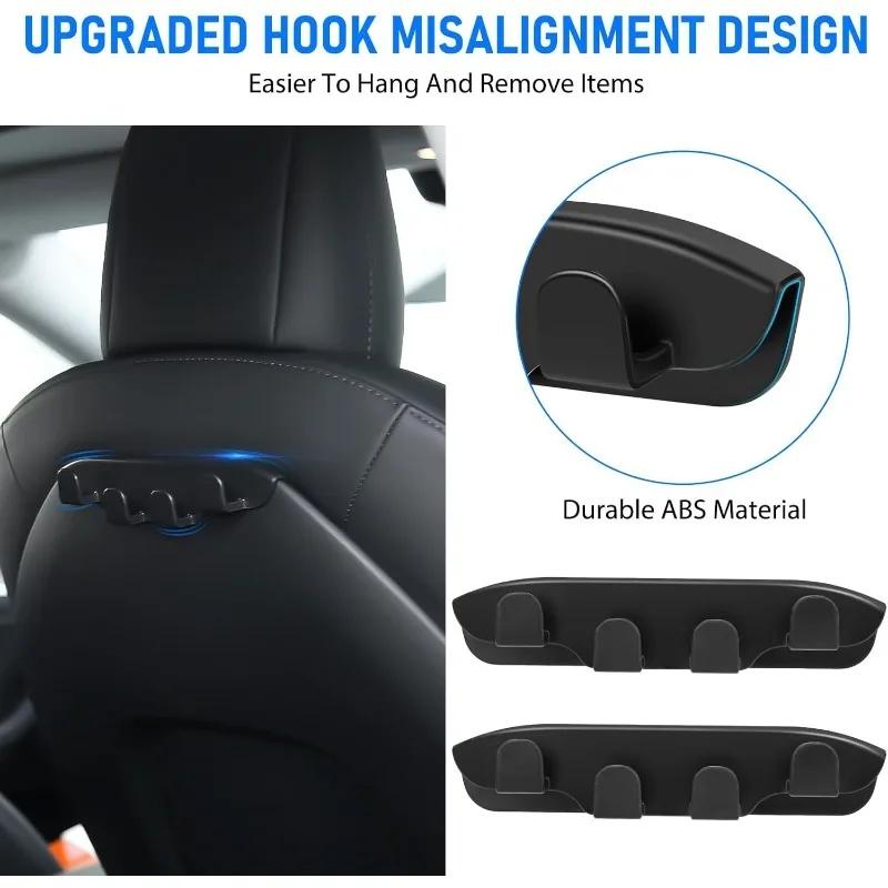 1/2PCS Anti Scratch Car Seat Hooks for Tesla Model 3 Y 2025-2017 Foldable Heavy Duty 11LBS Back Hook Purse Holder Bag