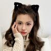 Cute Cat Ears Hair Clip Pure Color Winter Hair Accessories Simple Plush Small Hair Claw  Headwear