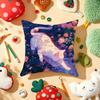 Cute Flower Cat Print Pillow Case Plush Fabric Soft DoubleSided Printed Sofa Warm Winter Home Gift Cushion Cover