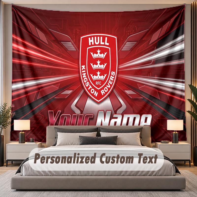 Custom Name Text Tapestry Hull KR Personalized Polyester Wall Tapestry For Bedroom And Room