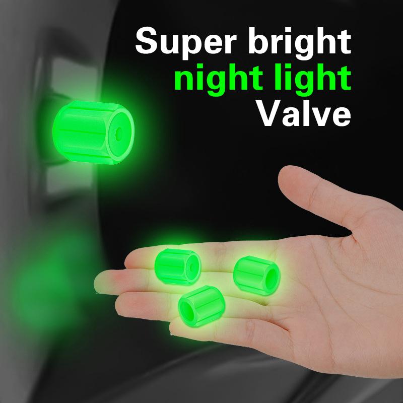 Luminous Tire Valve Caps For Car Motorcycle Bike Wheel Hub Styling Tool Glow In Dark Valve Stem Air Dust Rim Cover Accessory