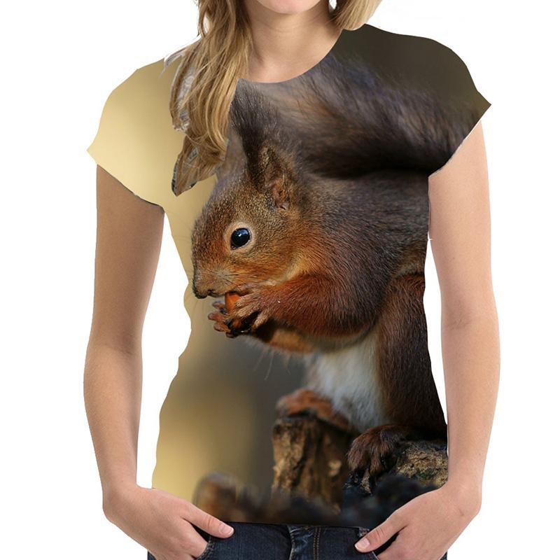 Футболка с милой белкой, 3D-принт с изображением животных, женская одежда, футболка с короткими рукавами Y2K, свободная футболка, одежда для девочек в стиле Харадзюку