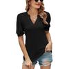 Women's Fashion Casual Summer Spring Solid Color Print Short Sleeve V-Neck Blouses & Shirts