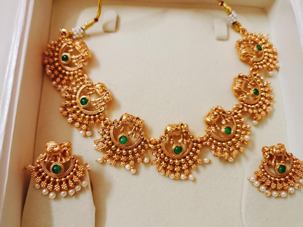 Болливудские позолоченные традиционные южноиндийские храмовые свадебные украшения/комплект украшений