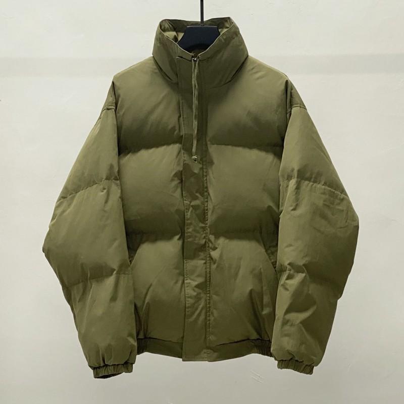 High Street Stand Collar Cotton Puffer Jacket Couples Loose Fit Winter Warm Thick Coat Solid Color Casual Outerwear