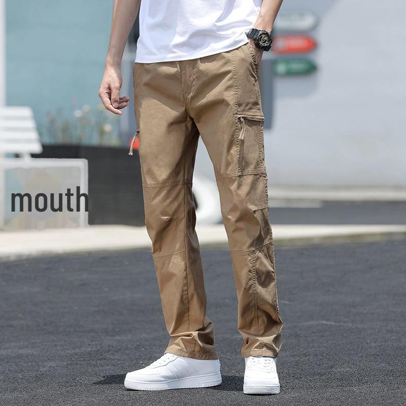Мужские повседневные рабочие брюки прямого кроя — большой размер, свободный крой, множество карманов, универсальный спортивный стиль