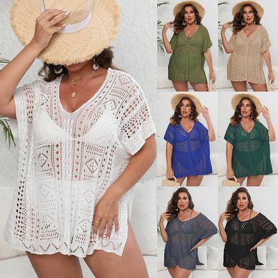 Женская пляжная накидка с вырезом, вязаный свитер, пляжный отдых, бикини, накидка