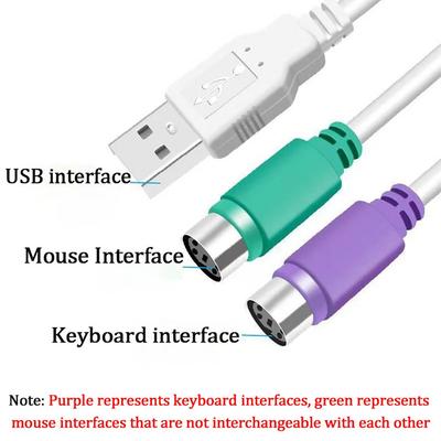 Кабель-адаптер-конвертер USB папа - двойной PS/2 мама USB - два PS/2 Для клавиатуры мыши Компьютерные кабели и разъемы