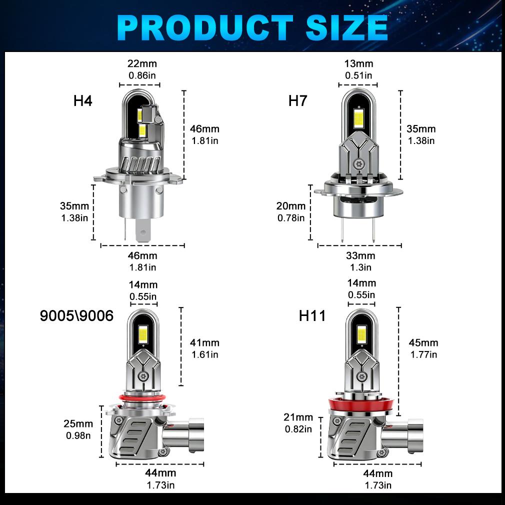 2Pcs H7 H4 LED Headlight Bulbs Canbus 30000LM 100W U-Shaped Copper Tube Car Light Turbo H11 9005 HB3 Headlamp 6500K White 12V With Fan