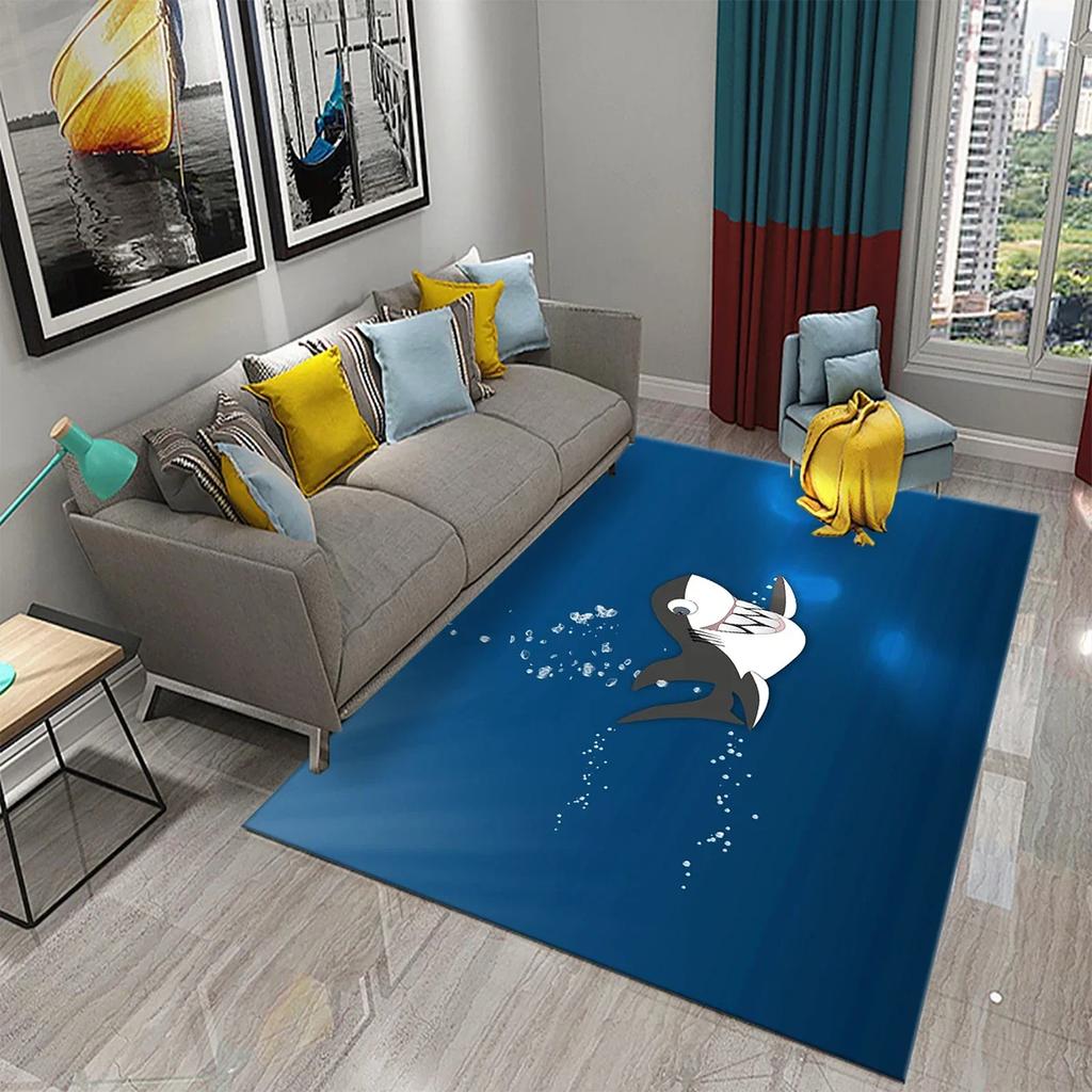 Мультяшный ковер с дельфином Милый коврик с морским животным для детской спальни Ковер Детский игровой коврик для ползания Коврик для ванной противоскользящий Домашний декор