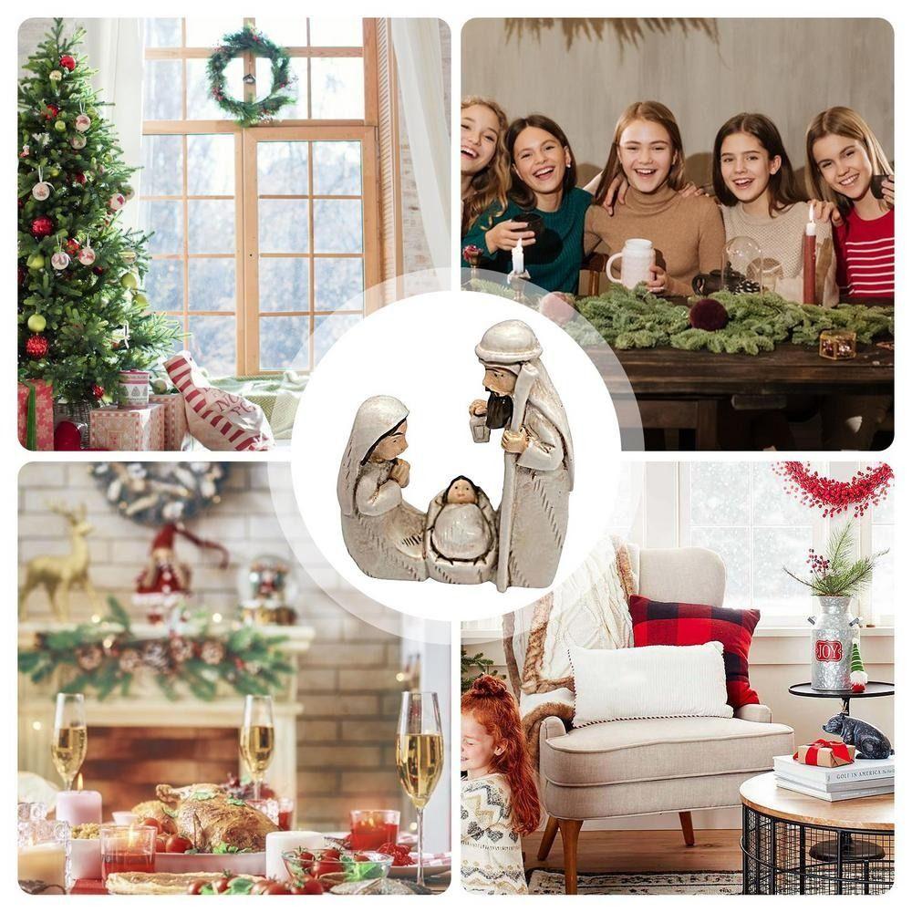 Decorative Christmas Manger Ornaments Cartoon Religious Resin Statue Living Room
