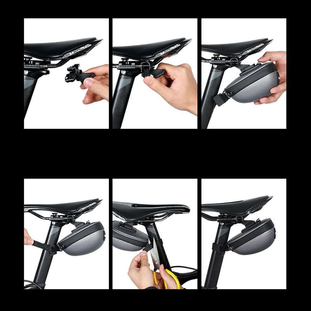 Bicycle Hard Shell Strap-On Saddle Bag, Mini Seat Bag With Waterproof Zipper, Lightweight Compact Bike Cycling Bag For Mountain Road Bike