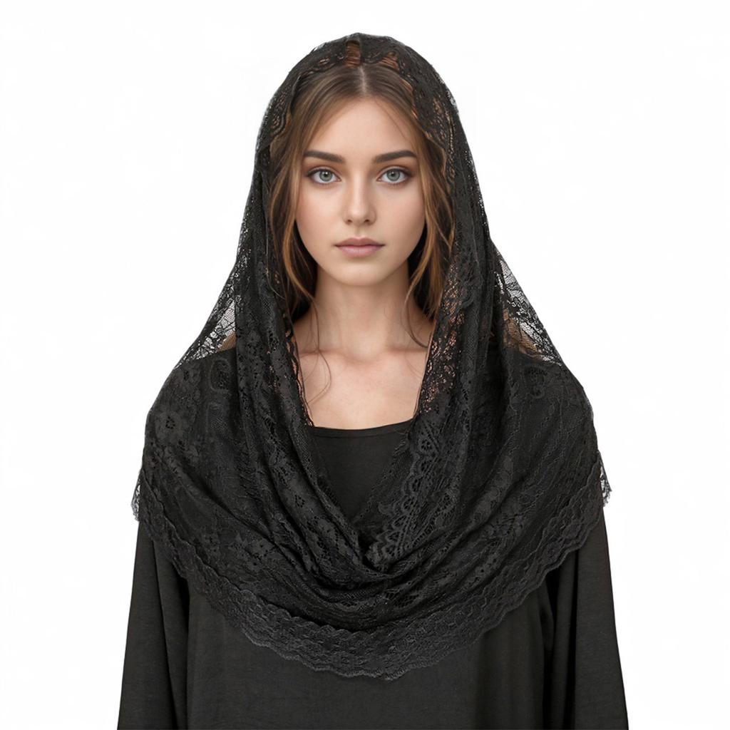 Fashionable Lace Mantilla Veil Church Headscarf Dustproof Catholic Veil for Various Occasion Religious Event Accessory