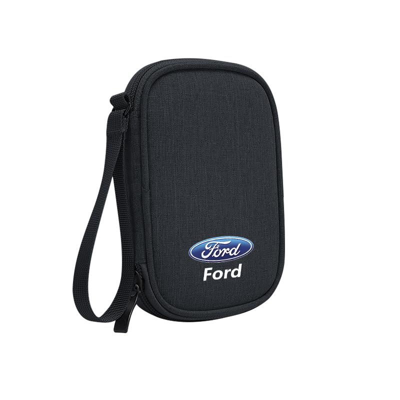 Portable Car Travel Storage Bag Keys Earphone Card Pouch Auto Interiors For Ford ST Line Focus Mustang Fiesta Puma Ranger Kuga